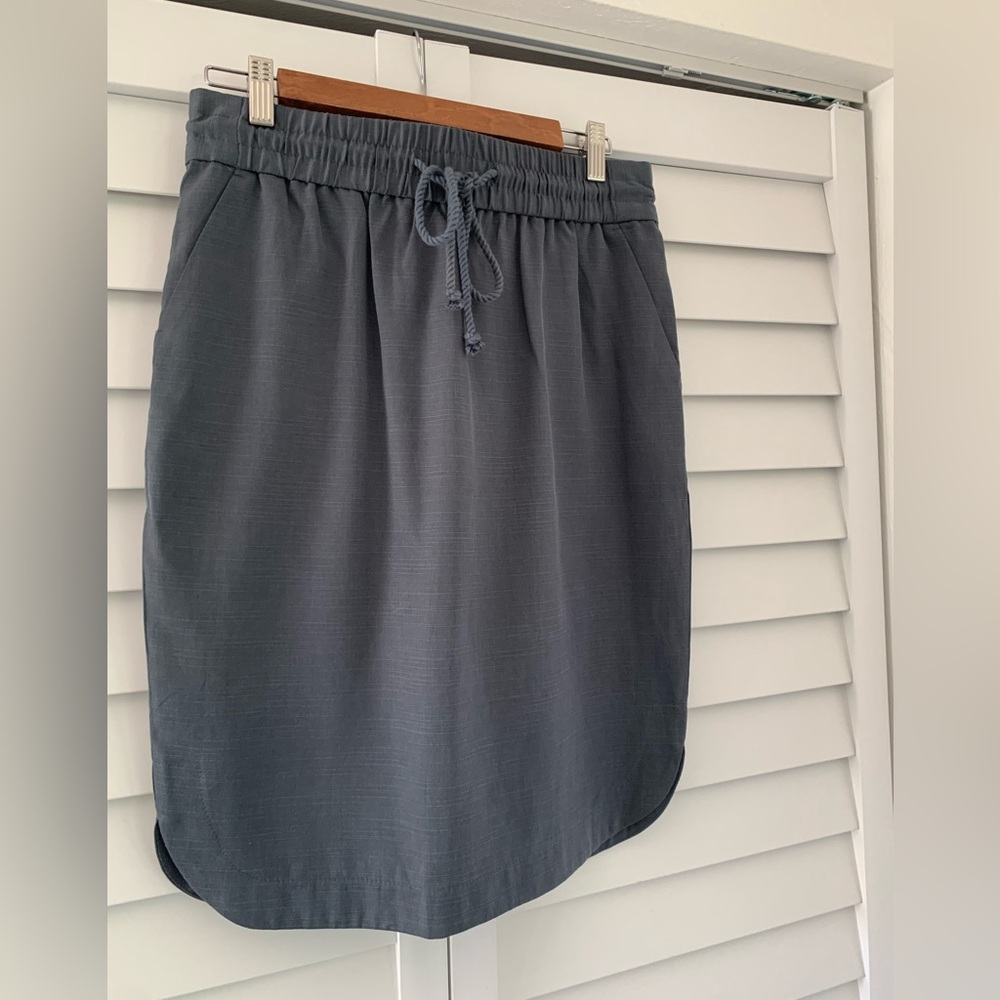 Ann Taylor Loft NWT Elastic Waist Skirt Pockets Side Slits Cornflower Blue Small